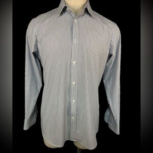 Mizzen+Main Trim Fit Gray and White Striped Dress Shirt Men’s XL